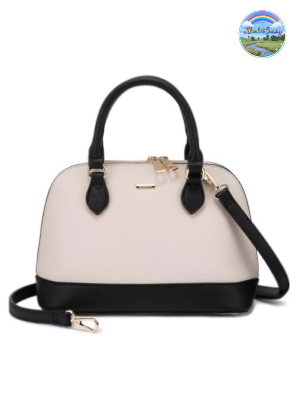 Faux Leather Crossbody Satchel Double Zip Adjustable Strap Women Handbag